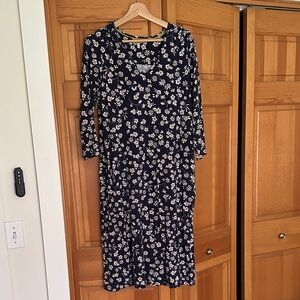 Joules Navy Midi Dress with Cream Floral Print
